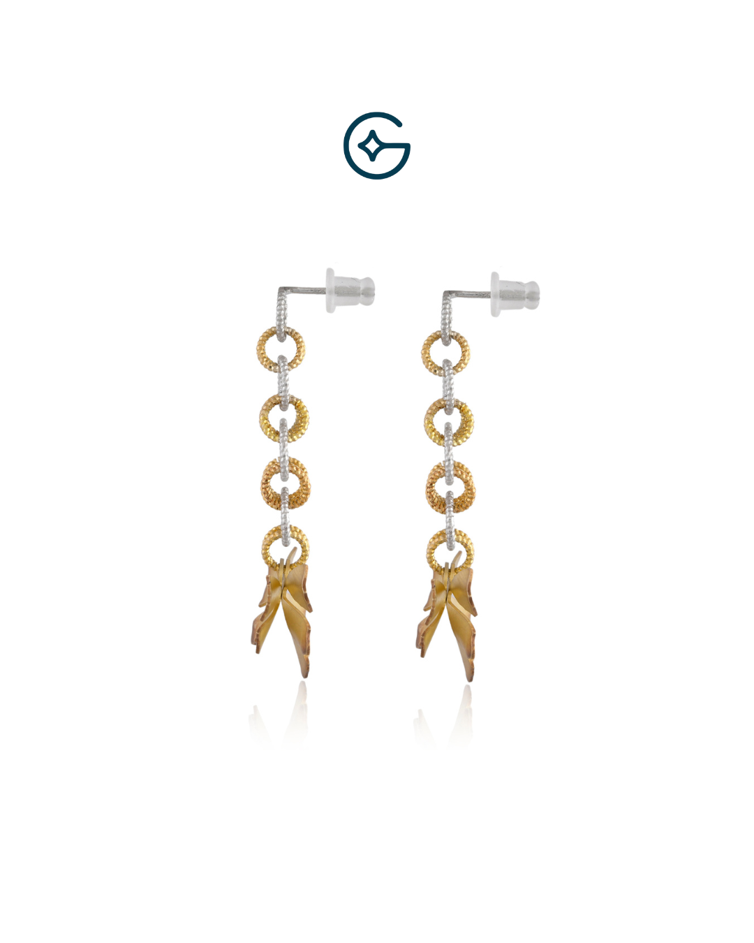 Modern Twist Double Colour Silver Rings Earrings