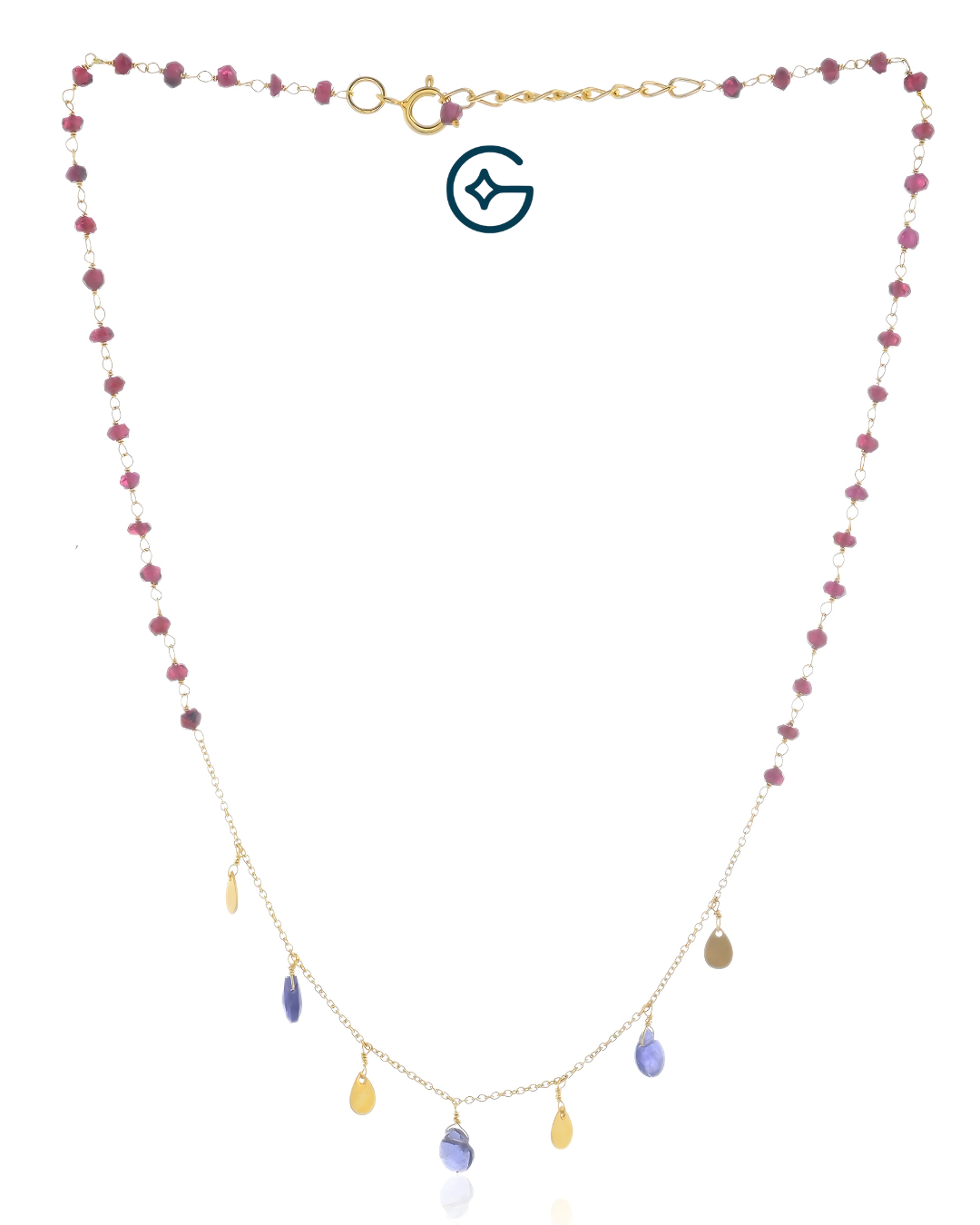 Natural Gemstone Handcrafted Charm Necklace In Silver