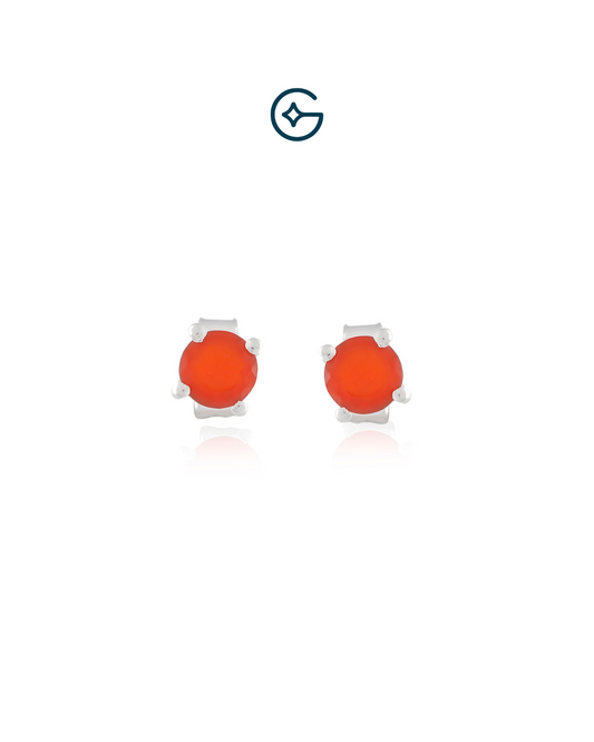 Multi Semi-Precious Round Gemstone Solitare Studs In Silver