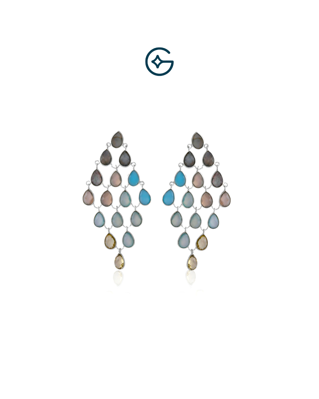 Cascading Gemstone Fall Earrings In Silver