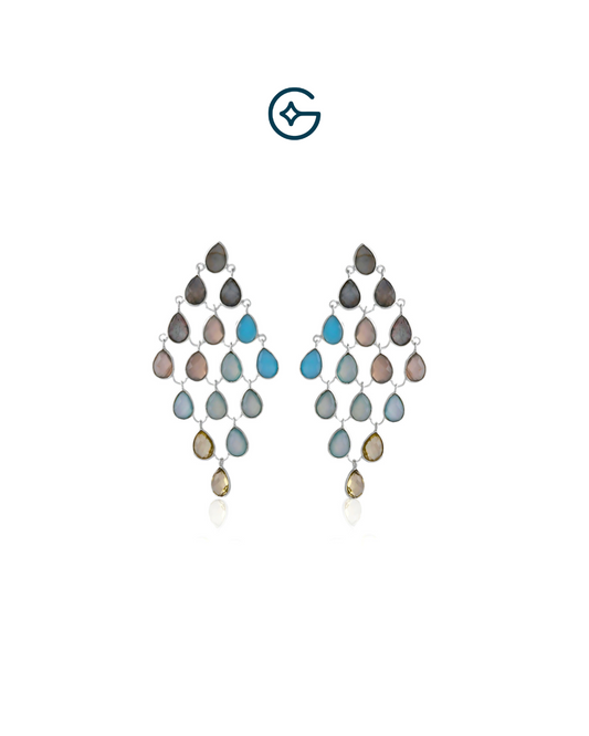 Cascading Gemstone Fall Earrings In Silver