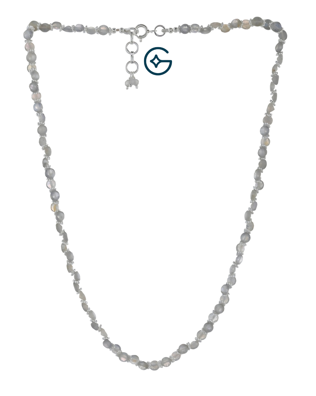 Oval Labradorite Beads Modern Wear Silver Necklace