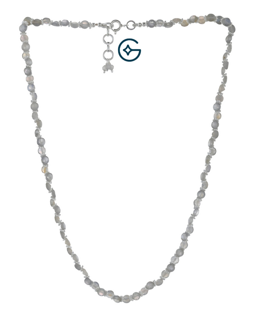 Oval Labradorite Beads Modern Wear Silver Necklace
