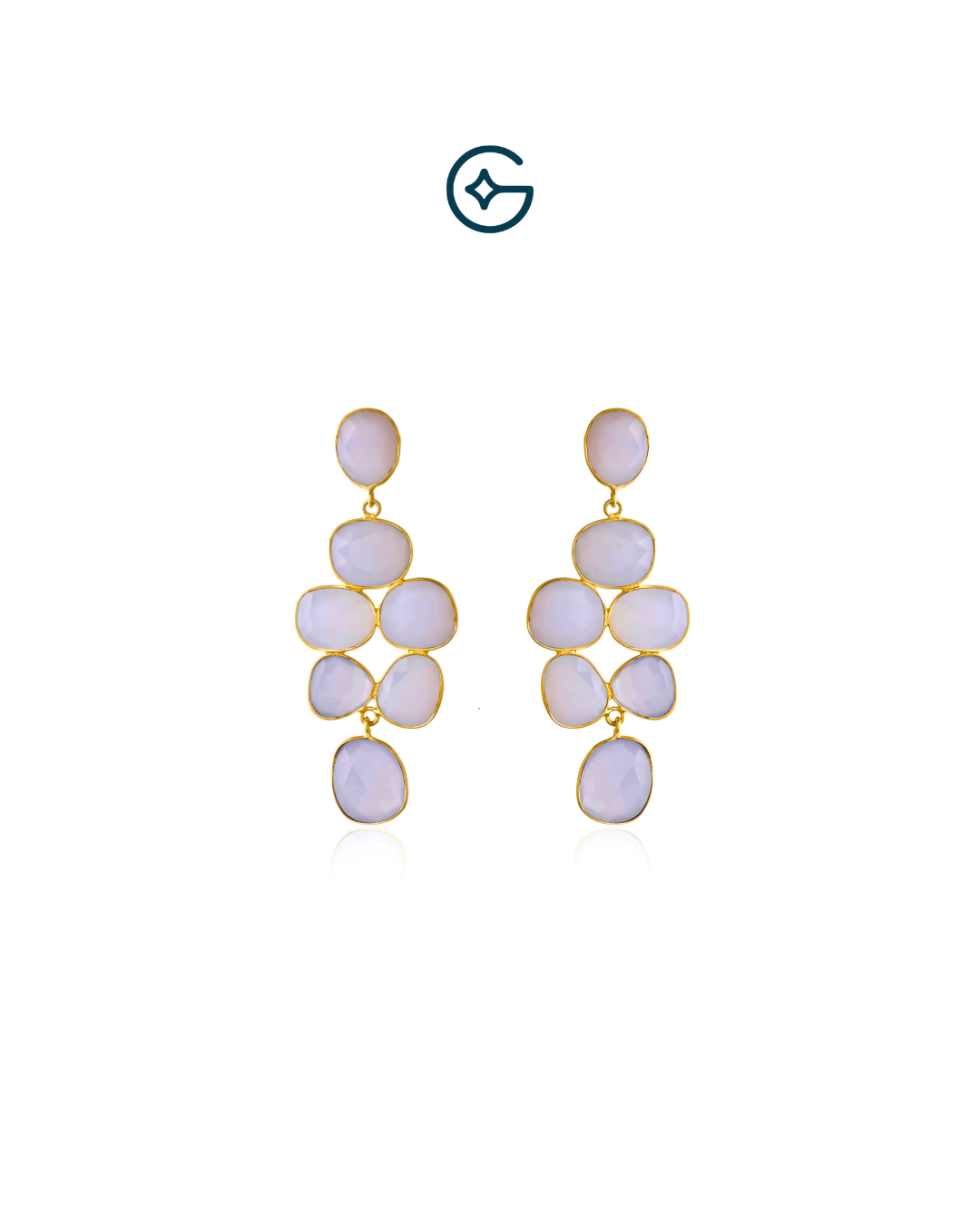 Beautiful White Chalcedony Long Dangler Earrings In Silver