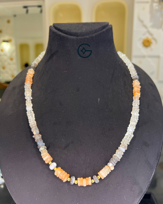 Moonstone Delight Tyre Bead Necklace