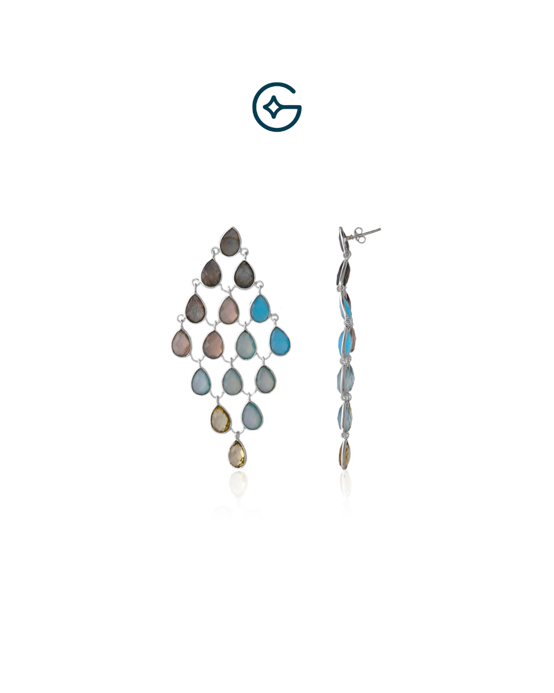 Cascading Gemstone Fall Earrings In Silver