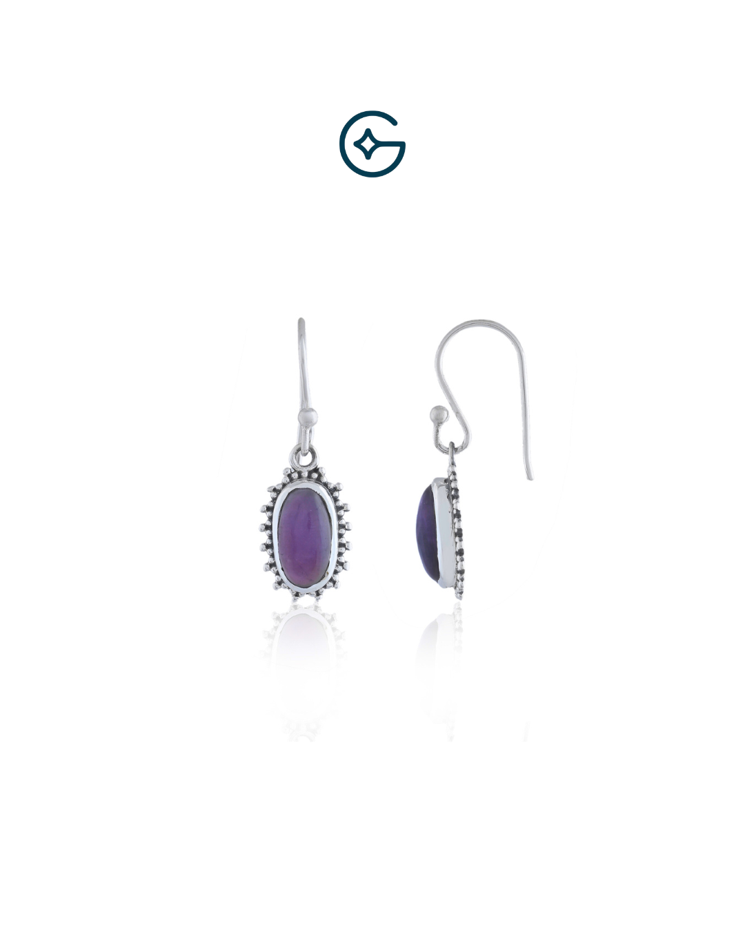 Amethyst Delight In Oxidised Silver Ear wire Earring