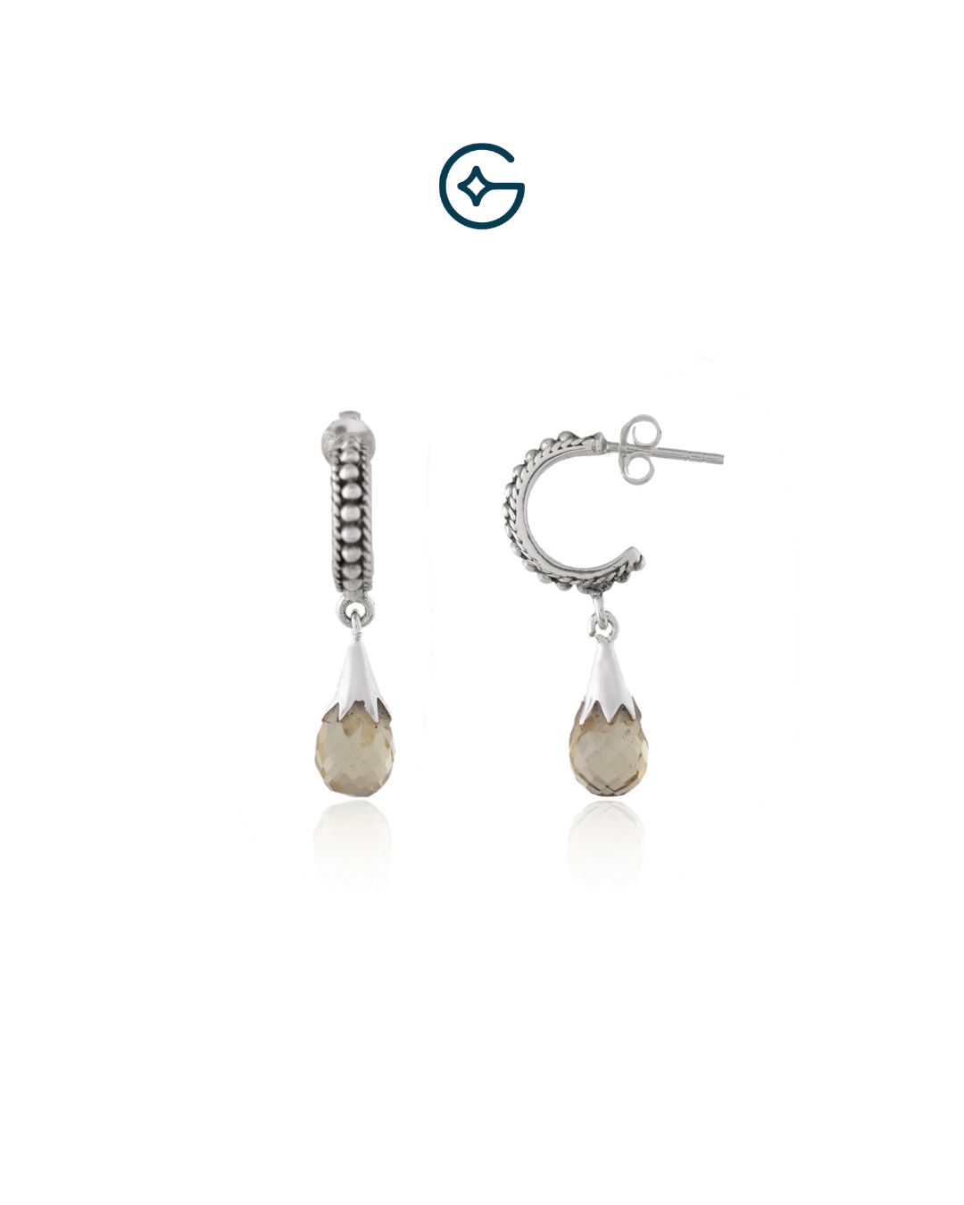 Green Amethsyt Pear Drop Oxidised Earring In Silver