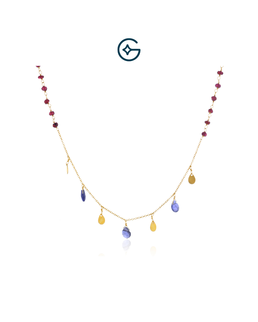 Natural Gemstone Handcrafted Charm Necklace In Silver