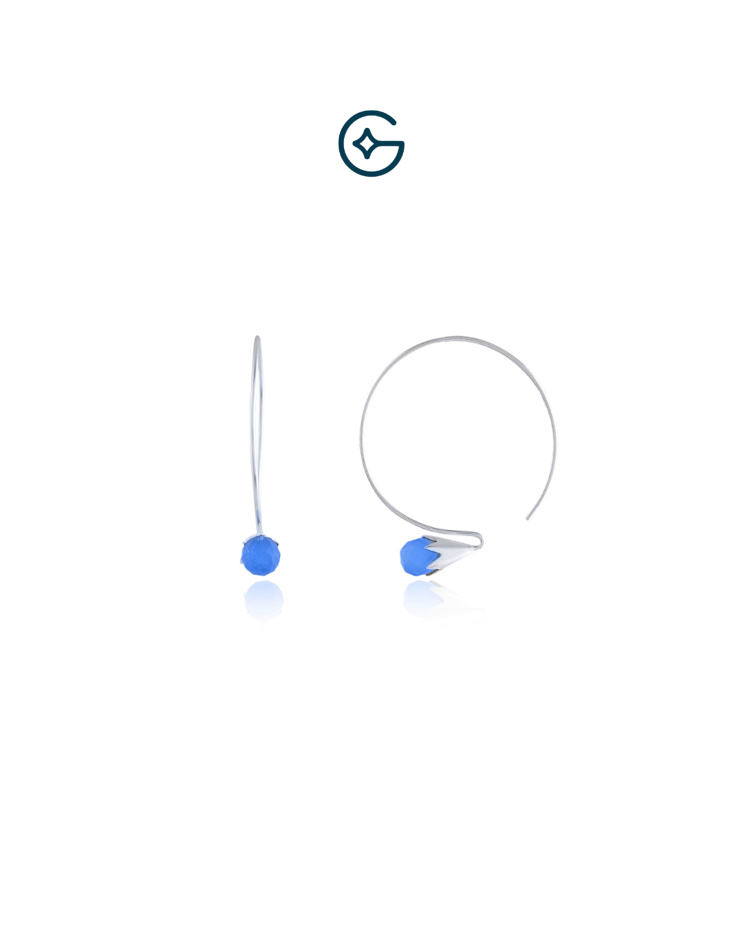 Silver Hoop With  A Pear Drop