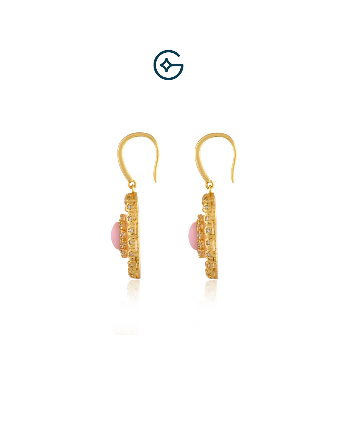 Mother Of Pearl Gold Plated Silver Danglers With CZ