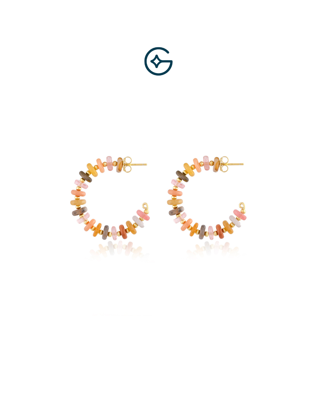 Multi Quartz Round Silver Hoops