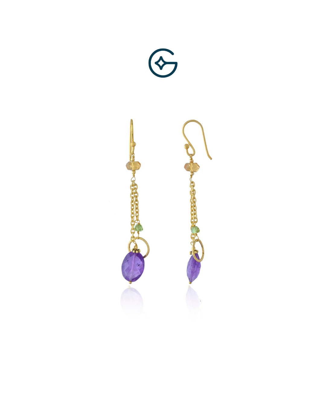 Natural Amethyst Sleek Dangler Earrings In Silver