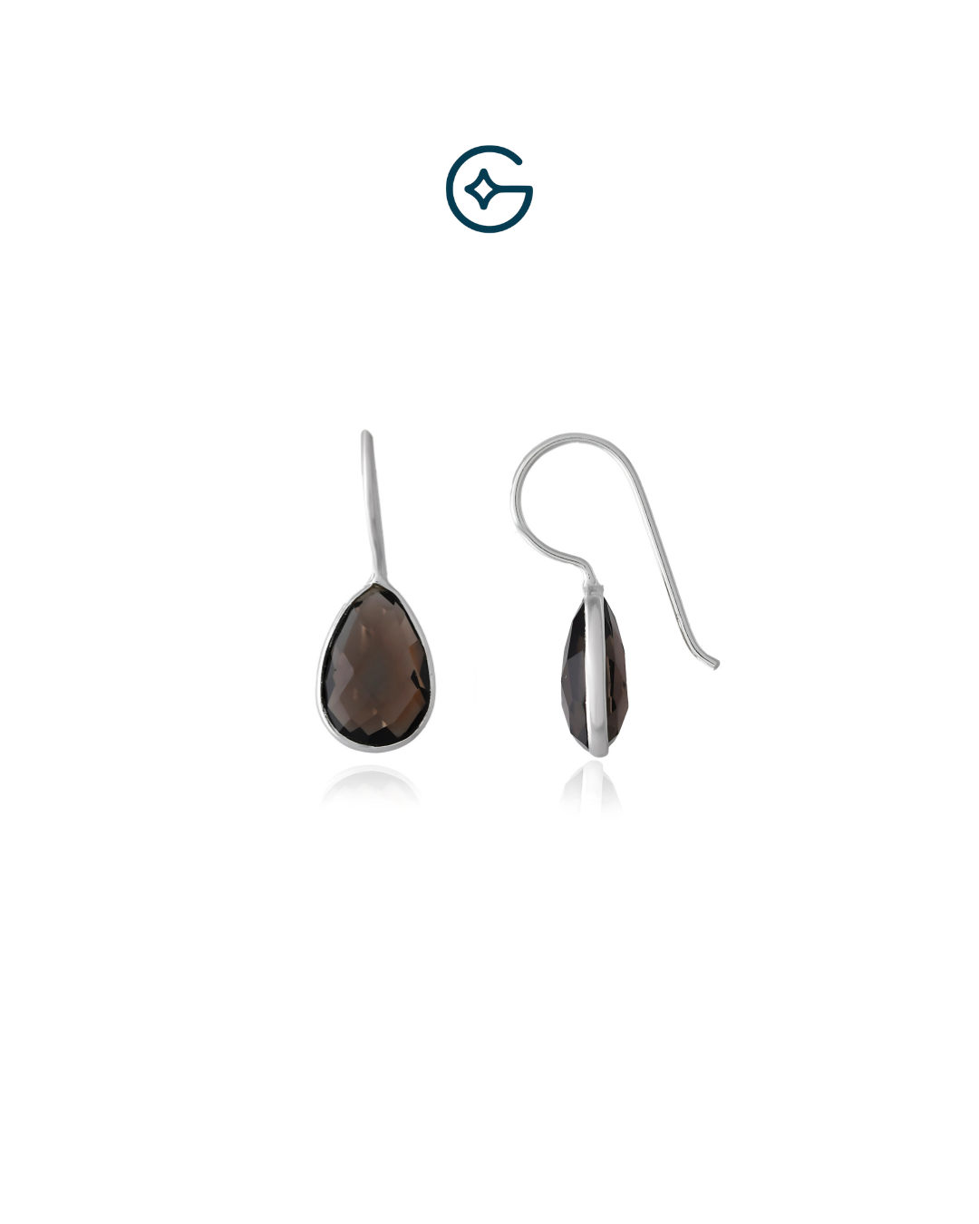 Natural Smoky Quartz Pear Drop Earring In Silver