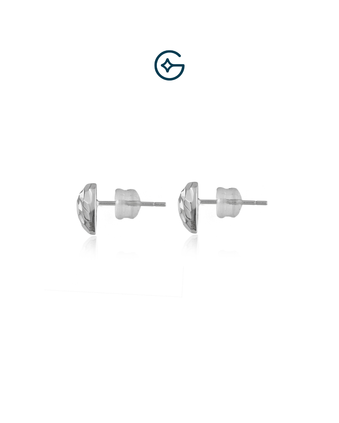 Sharp Textured Heart Studs In Silver
