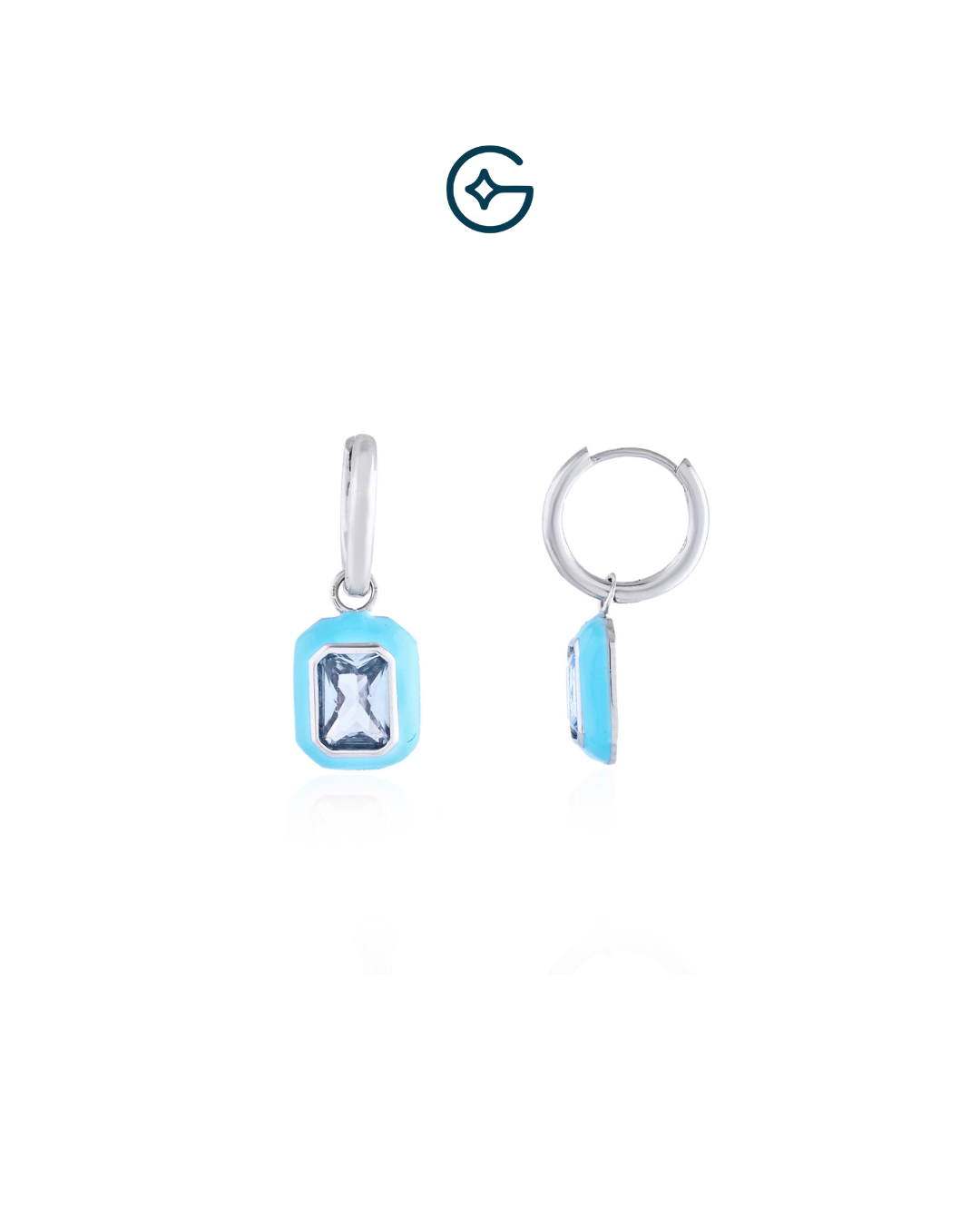 Emerald Cut Blue CZ Baali Dangle Earring In Silver