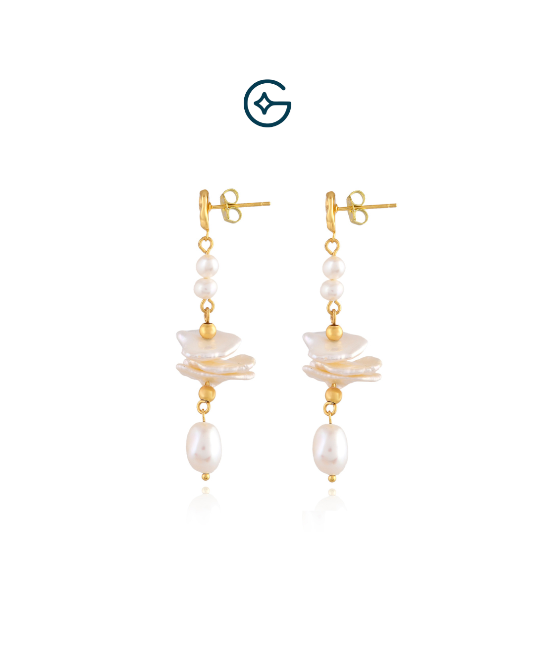 Natural Pearls Dangler Gold Plated Earrings In Silver