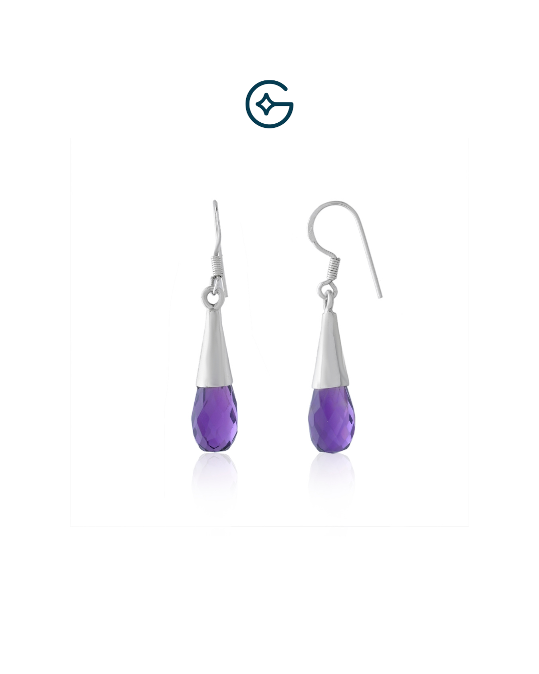 Natural Amethyst Pear Drop Earring In Silver