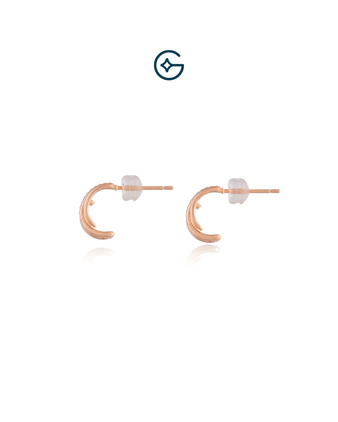 Round CZ Rose Gold Plated Half Round Nail Bali