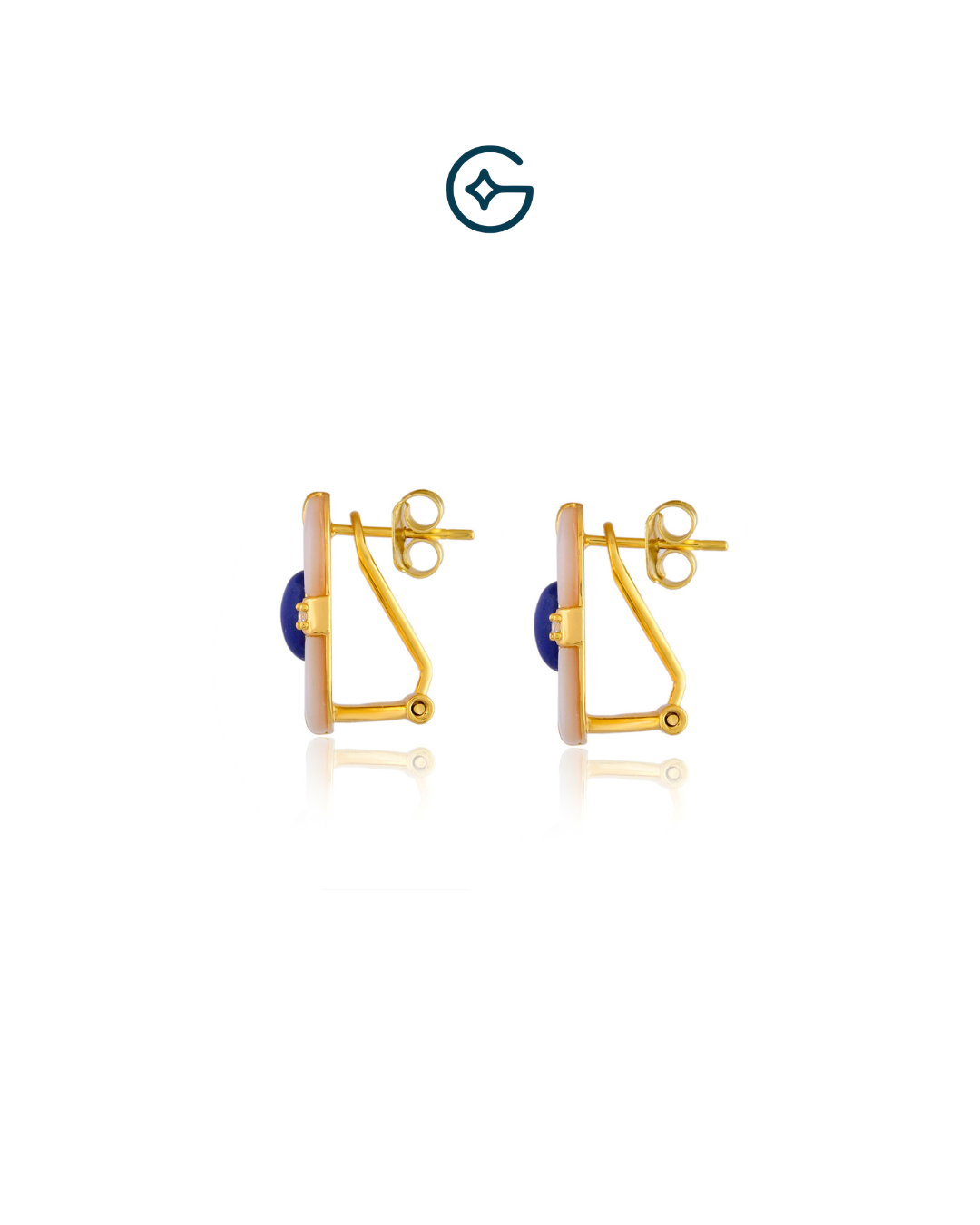 Fancy Cut Moonstone And Lapis Earrings In Silver
