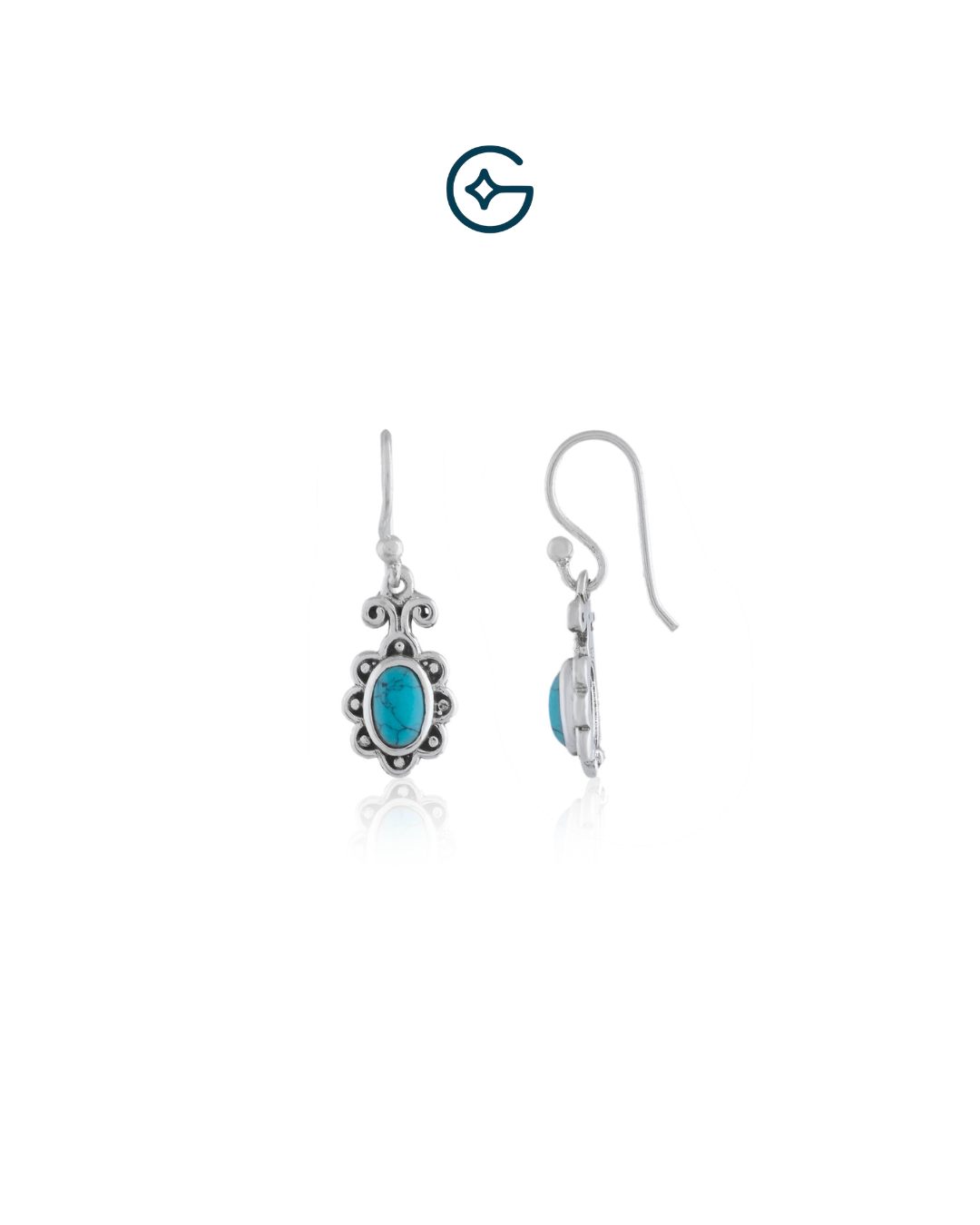 Natural Blue Turquoise Oxidised Silver Earrings