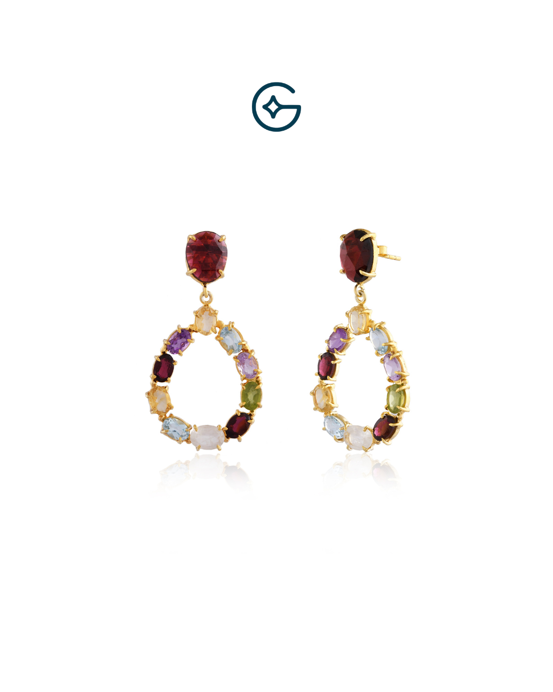 Multi Natural Gemstone Drop Earrings In Silver