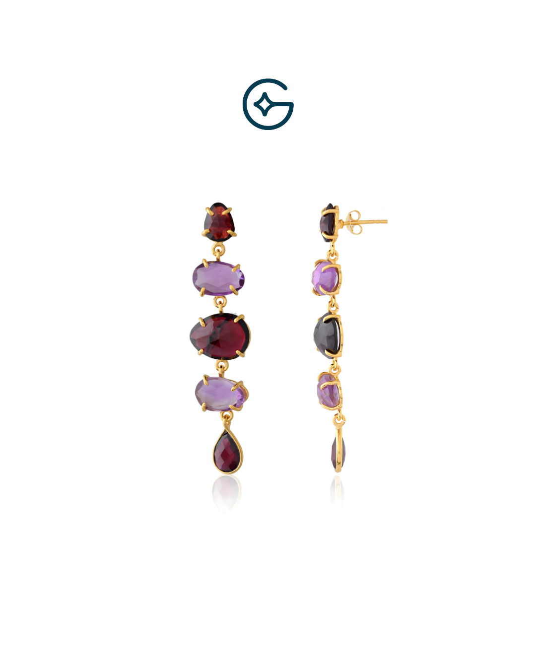 Multi Garnet drop earrings with Amethyst