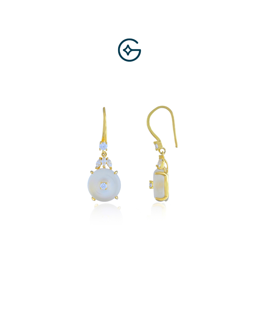 Delicate Round Fancy Stone Dangler Earrings In Silver