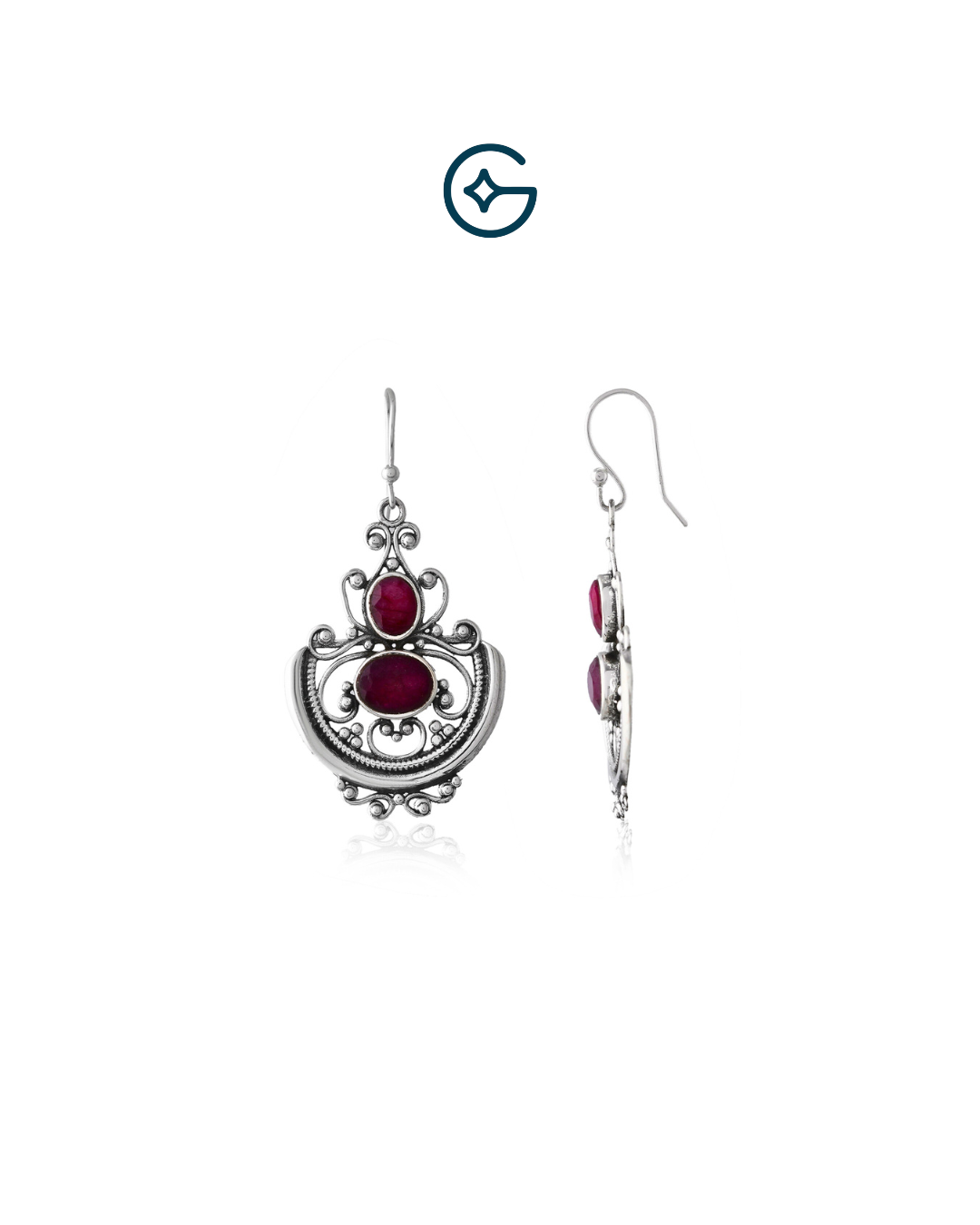 Oxidised Silver Natural Gemstone Dangler
