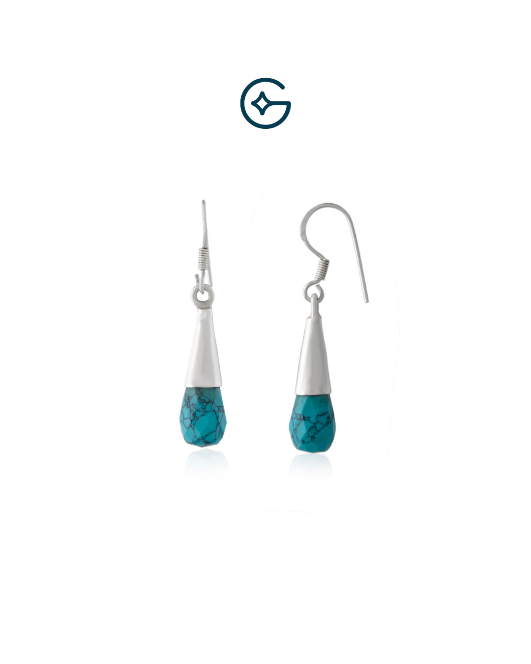 Natural Blue Turquoise Drop Earring In Silver