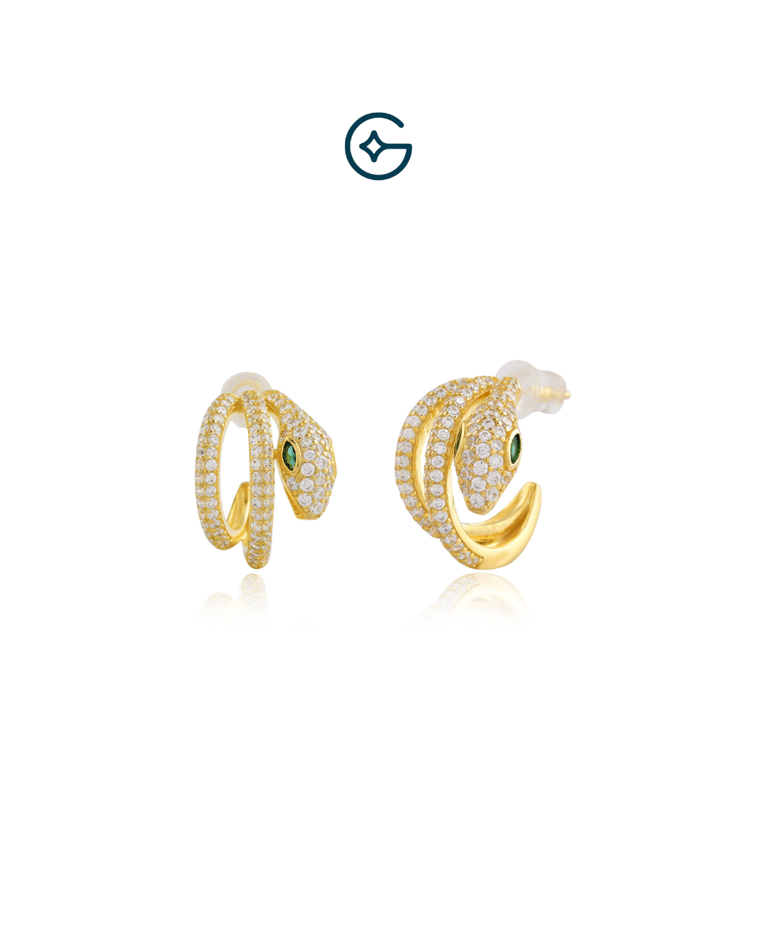 Serpenti CZ Earrings In Silver