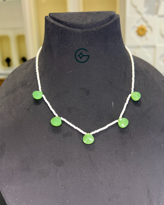 Natural Pearl and Chalcedony Bead Necklace