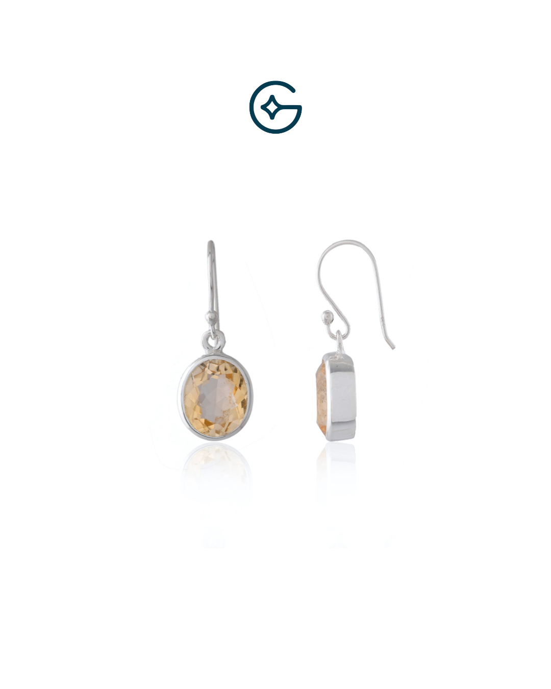 Daily Dangle Citrine Oval Earrings In Silver