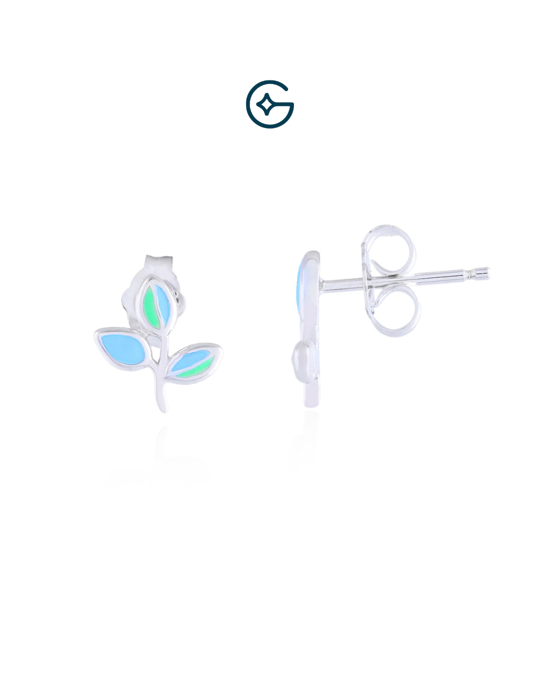 Enamel Leaf Kids Earrings In Silver