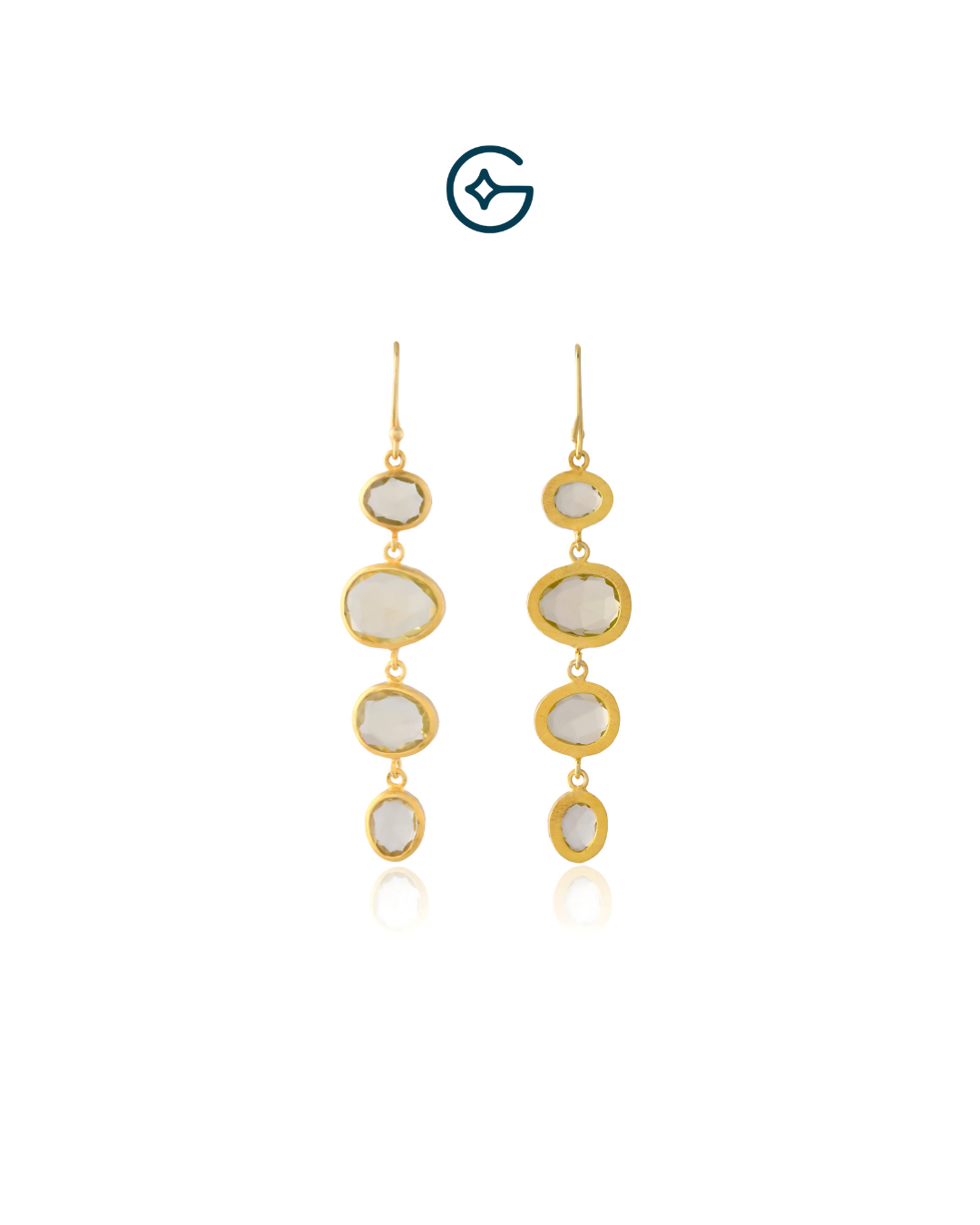 Natural Oval Citrine Danglers In Silver