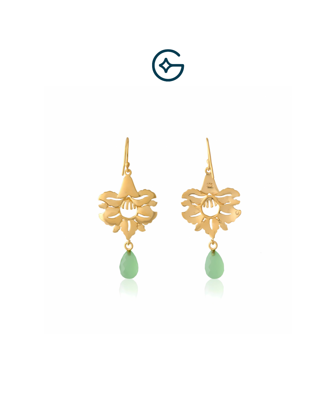 Green Amethyst Drop Lotus Earring In Silver