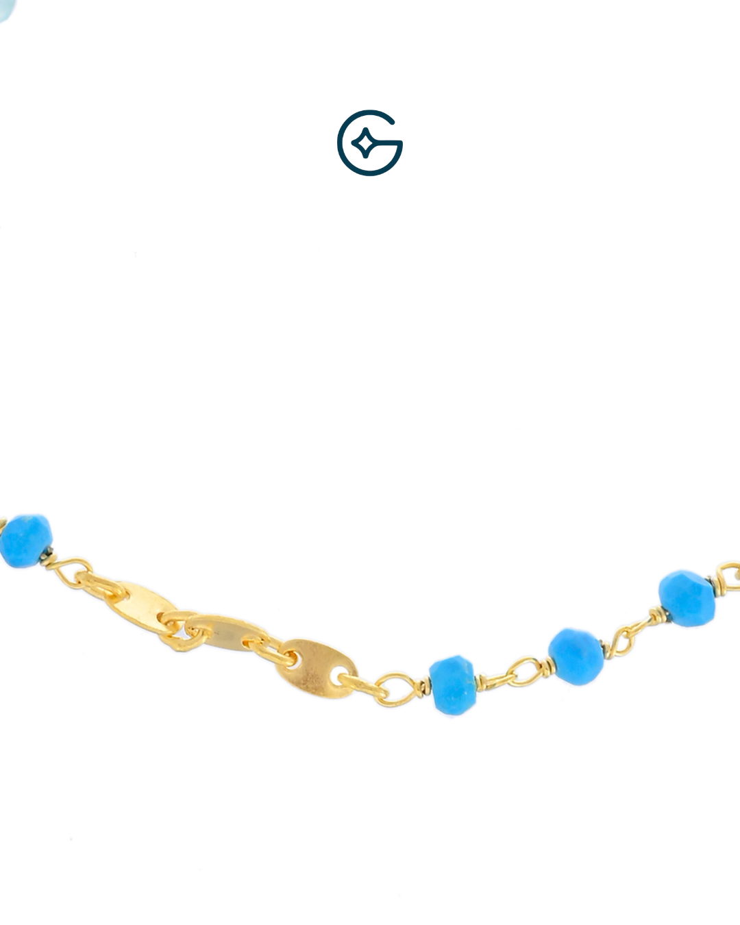 Blue Turquoise Round Bead Bracelet In Silver