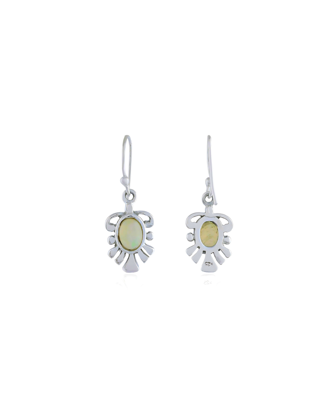 Cute Natural Opal Dangle Earrings In Silver