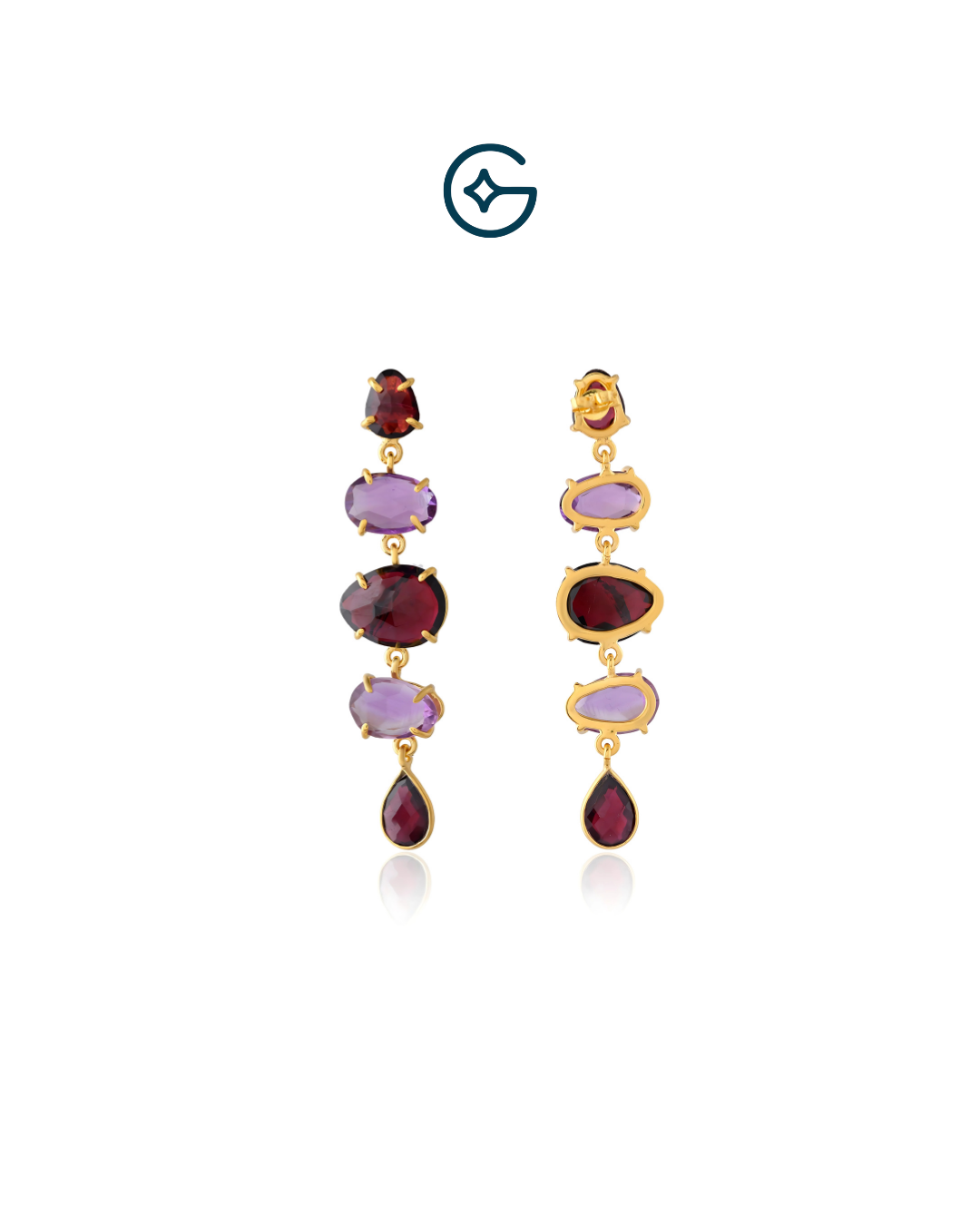 Multi Garnet drop earrings with Amethyst