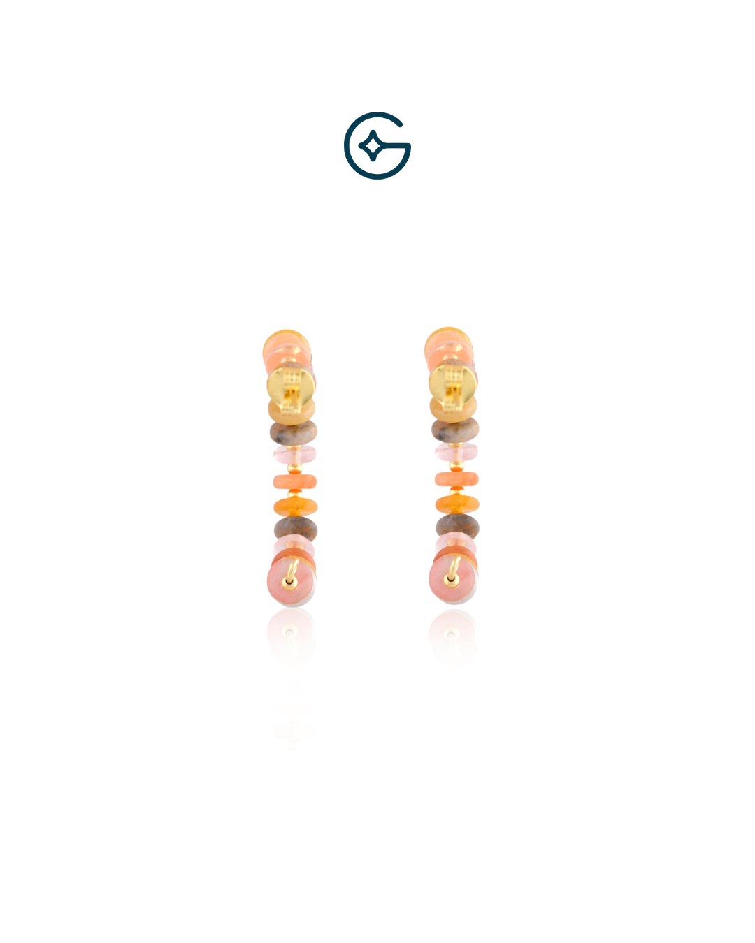 Multi Quartz Round Silver Hoops