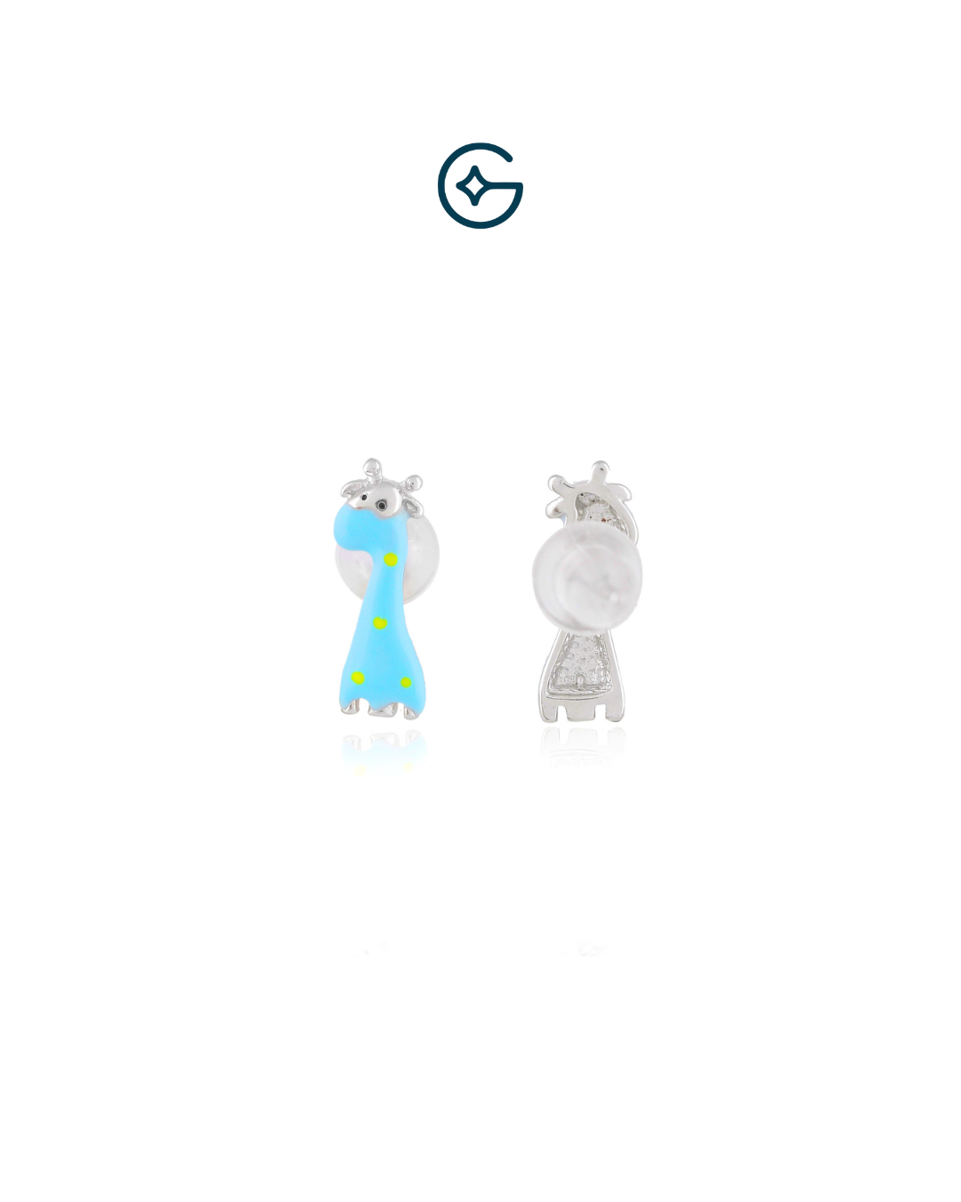 Blue Giraffe Kids Earrings In Silver