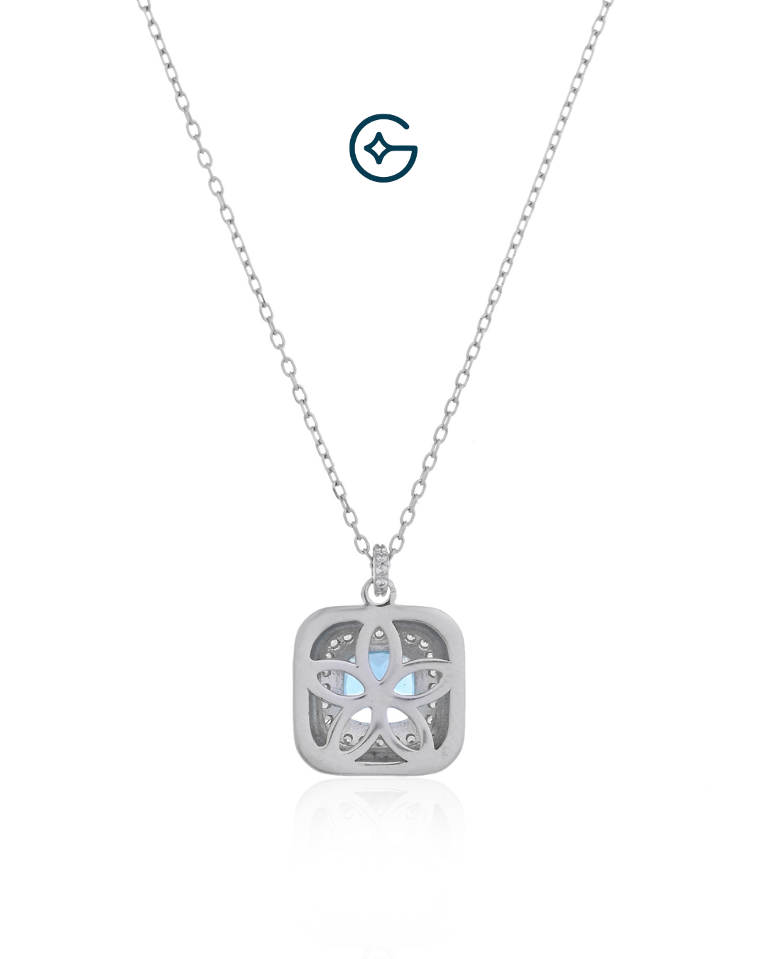 Timelessly Elegant Blue Enamel Pendant With Silver Chain