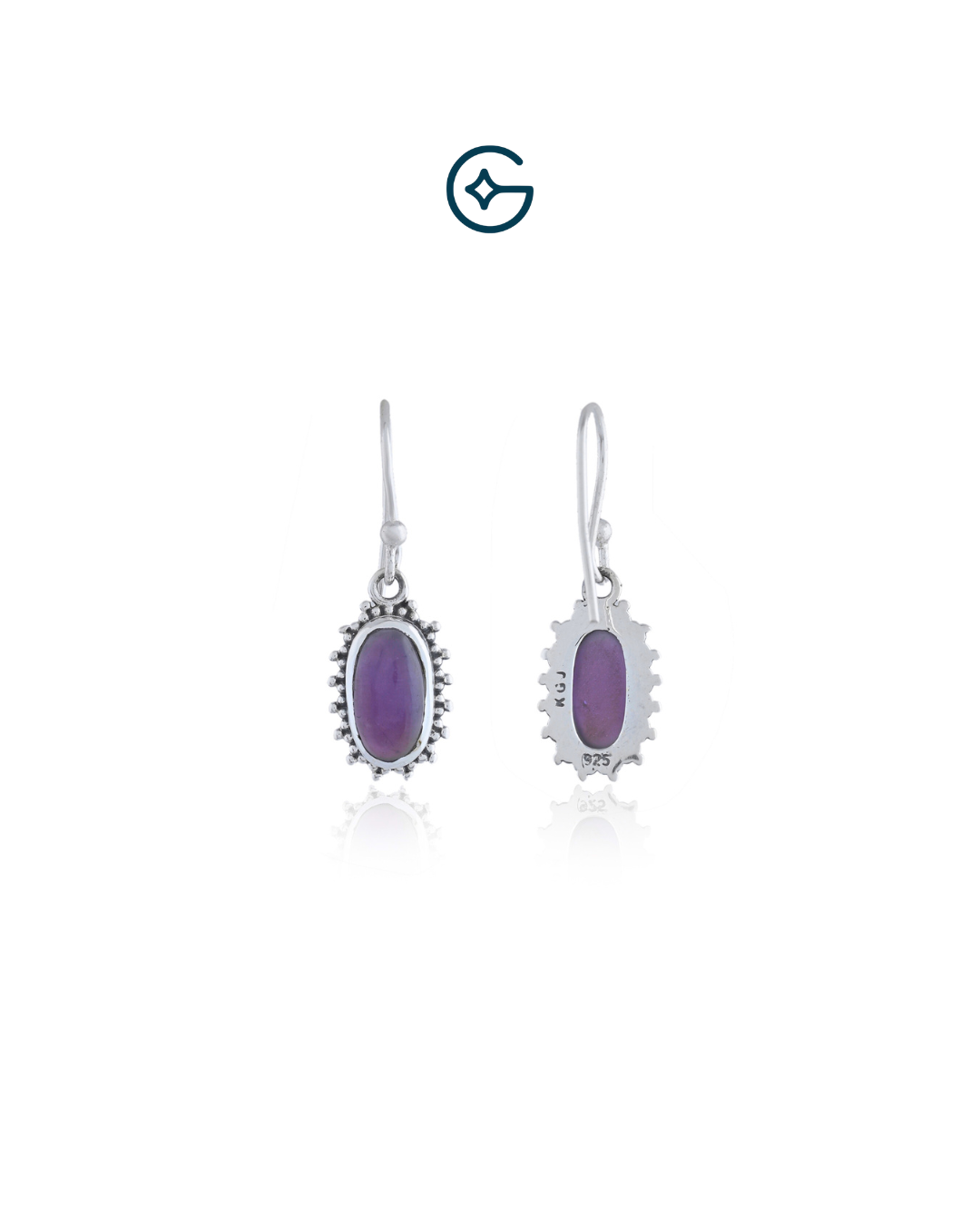 Amethyst Delight In Oxidised Silver Ear wire Earring
