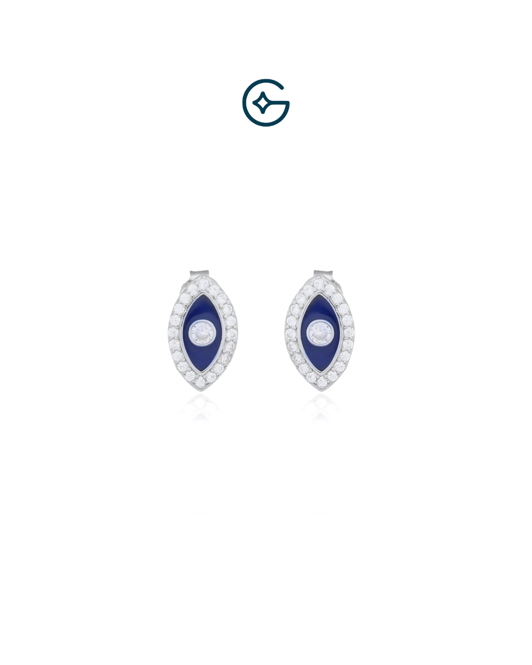 Evil Eye Blue Enamel Pendant Set With CZ In Silver
