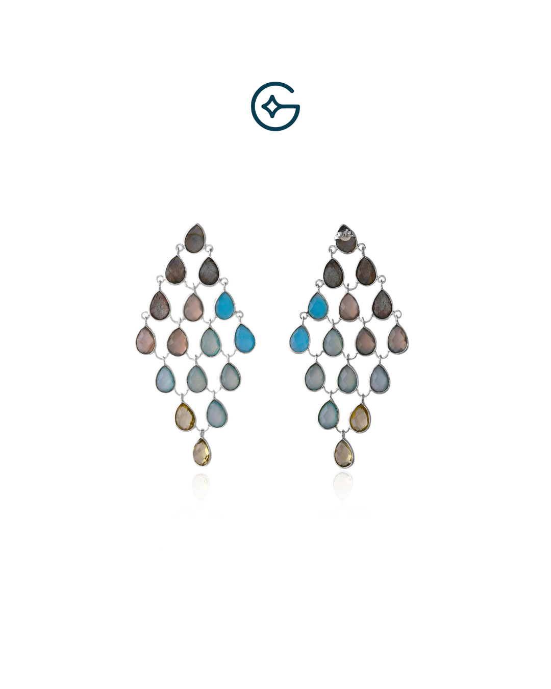 Cascading Gemstone Fall Earrings In Silver