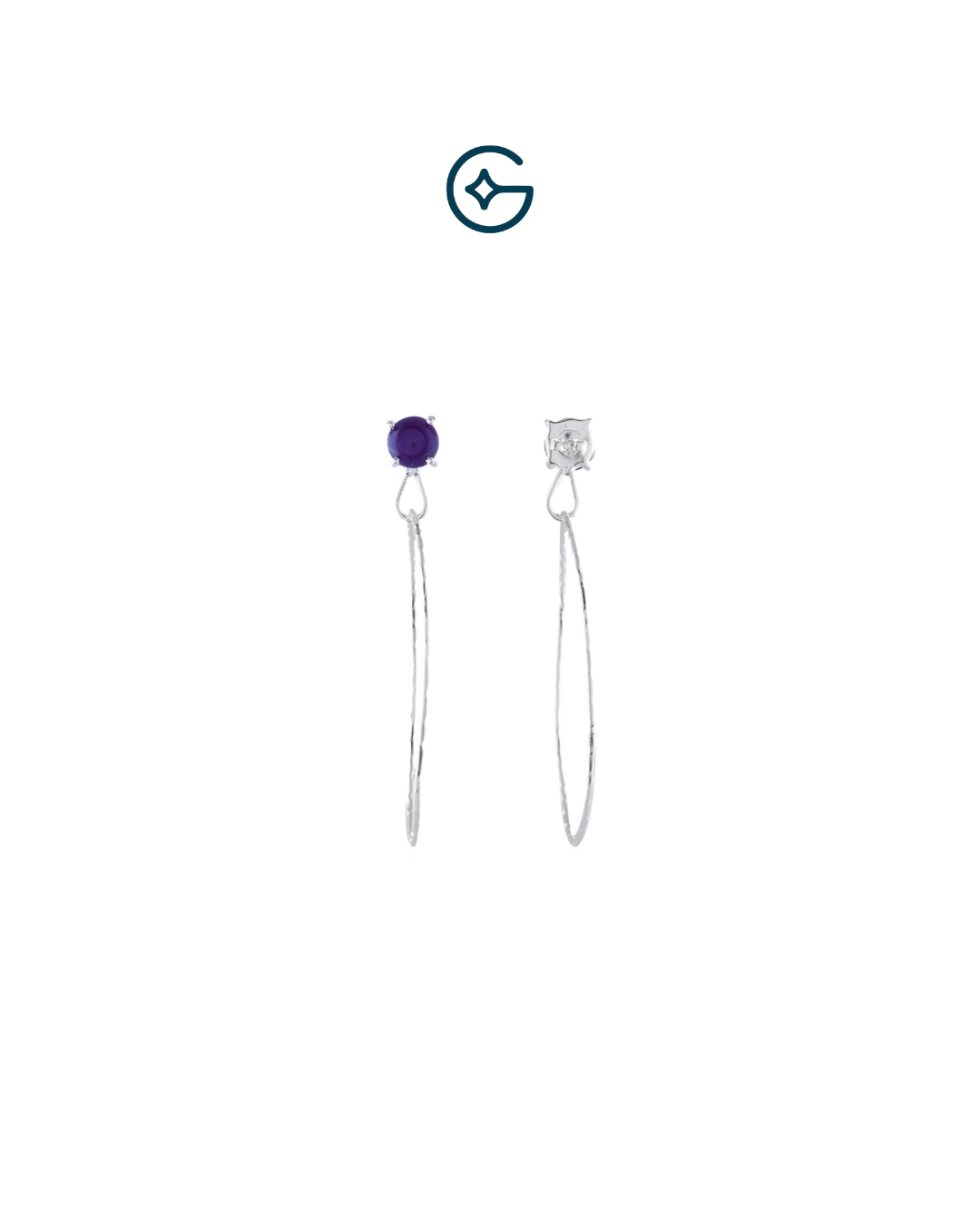 Amethyst Round Large Hoops In Silver