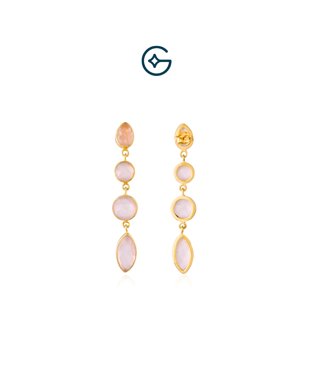 Natural Rose Quartz Droplets Earring In Silver