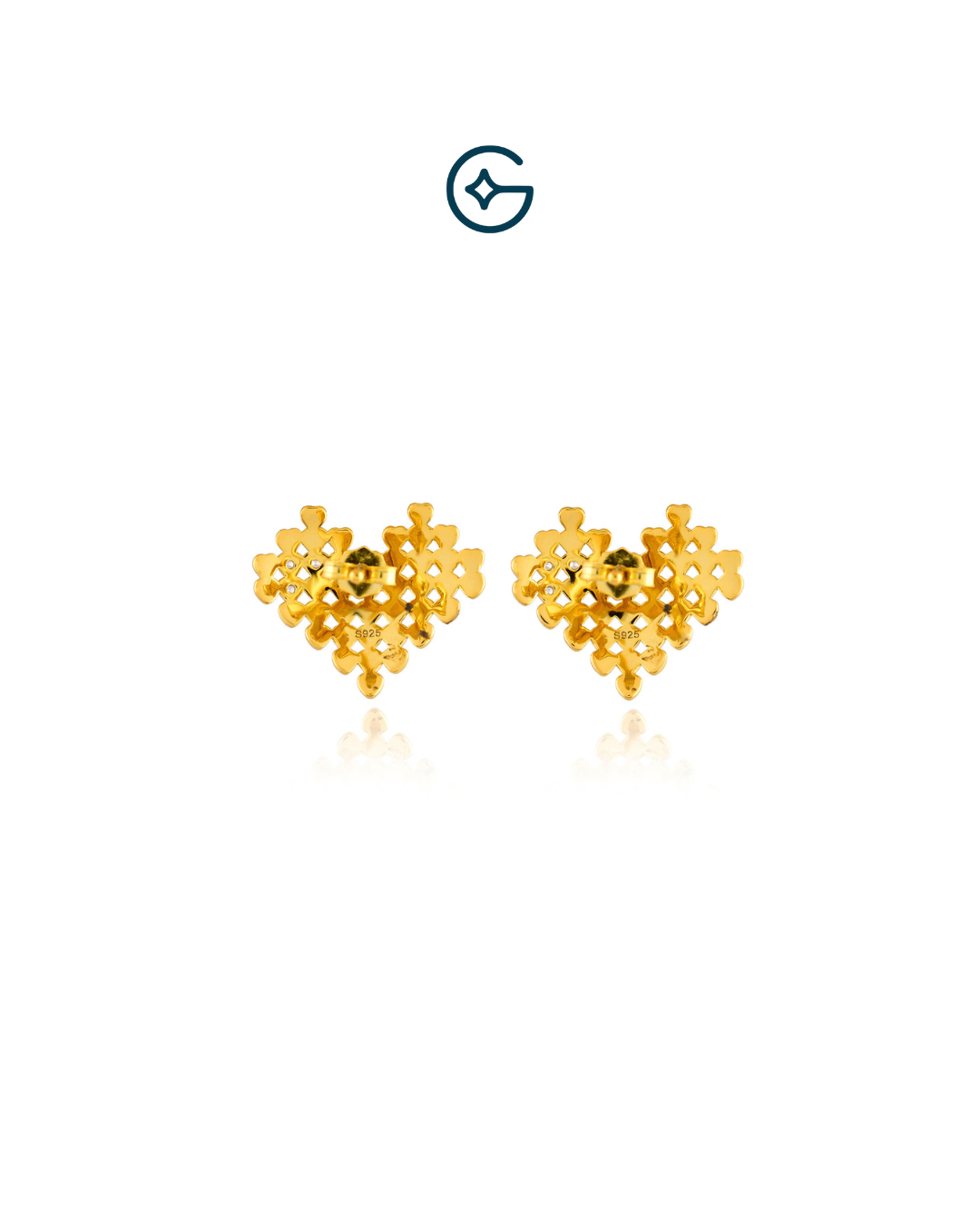 Connect The Dots Heart Studs In Silver
