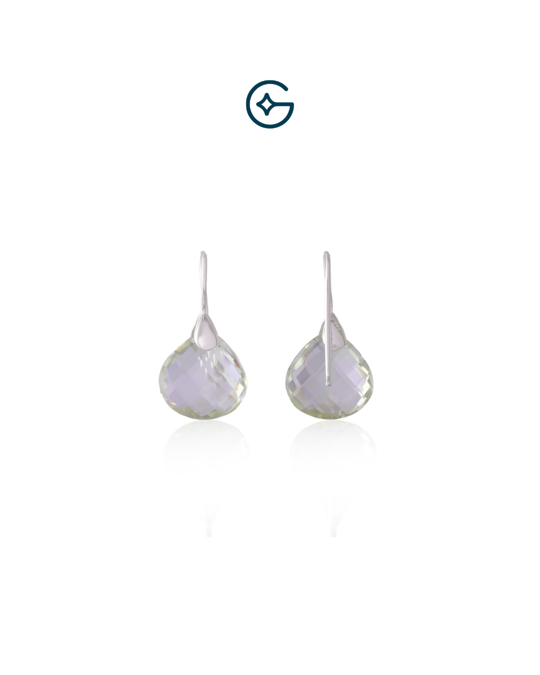 Checker Cut Green Amethyst Pear Earring In Silver