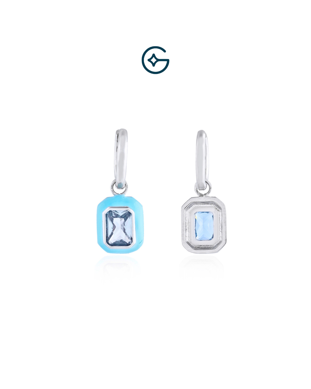 Emerald Cut Blue CZ Baali Dangle Earring In Silver
